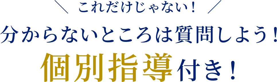 これだけじゃない！分からないところは質問しよう！個別指導付き！